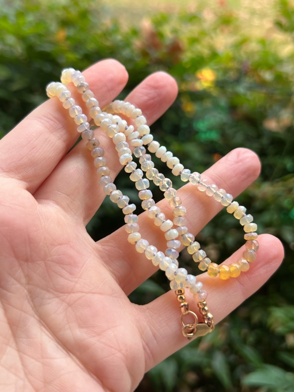 Australian Opal Bead Necklace Handknotted